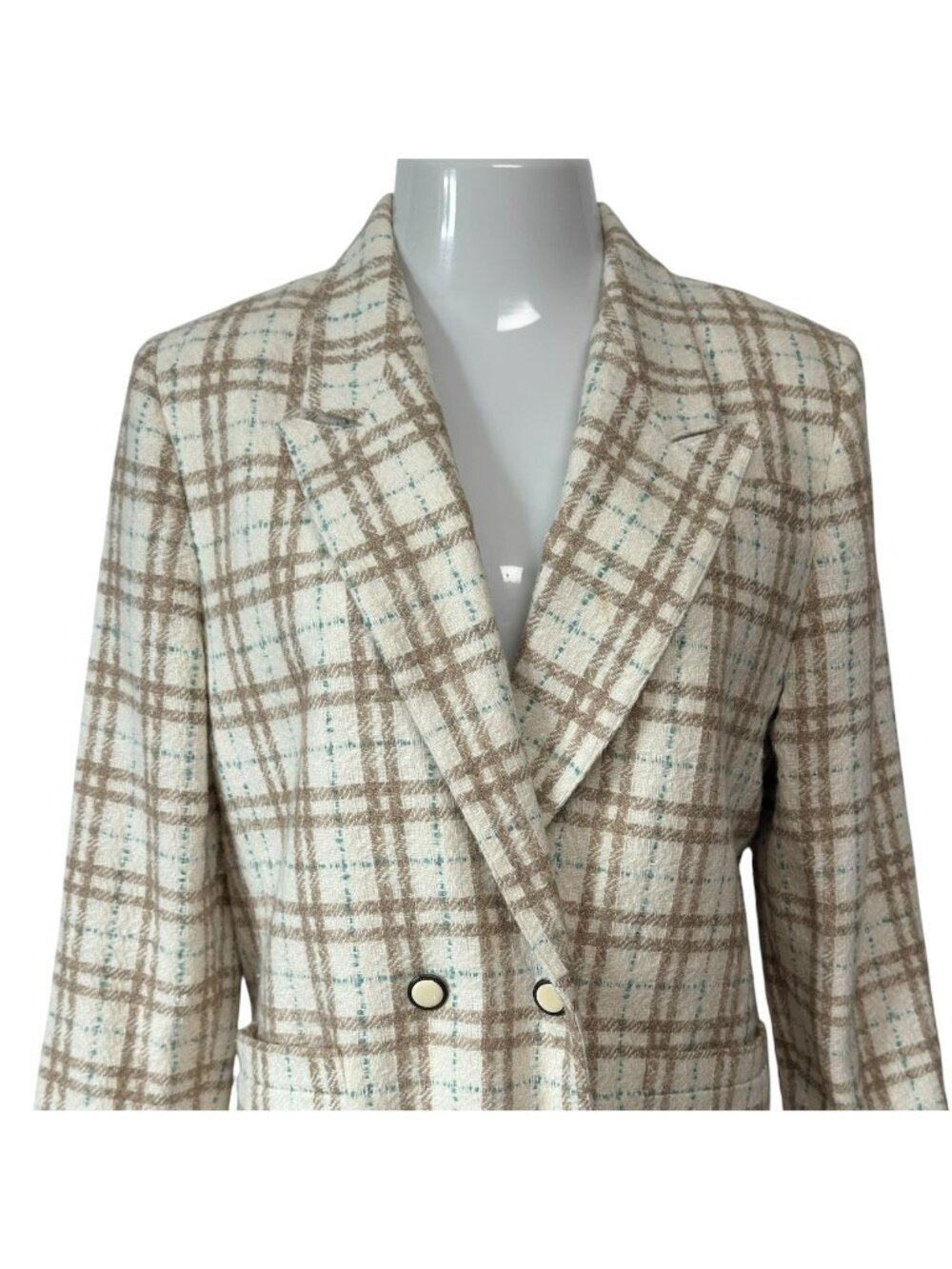 Vintage Womens Suburbans Tweed Blazer Double Breasted Size 10 Plaid Wool Blend - Picture 3 of 16